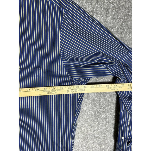Paul Fredrick Non Iron Two Ply Cotton Pinpoint Button Down Shirt Size 17.5 Slim - Picture 9 of 9